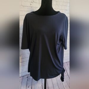 Chico's Women's Navy Short Sleeve Side-Tie Tee